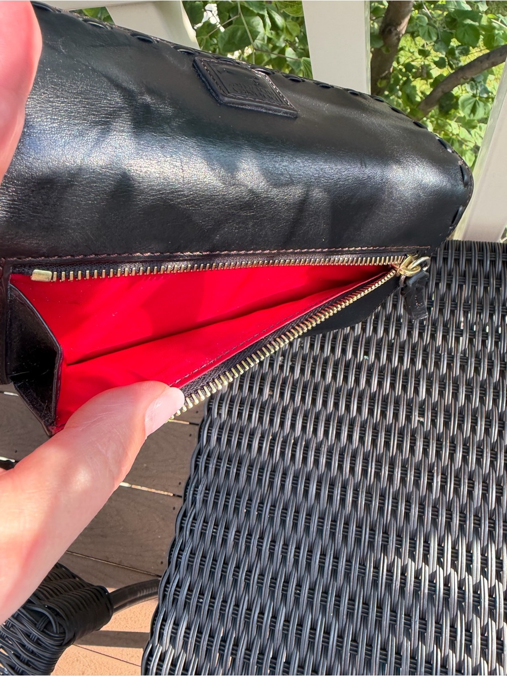 Dooney & Bourke Florentine Leather Continental Wallet Clutch Black Red - Picture 9 of 9